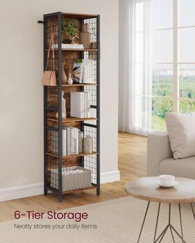 Six Tier Book Shelf Bookcase Shelving Unit Hooks, 4 of 7