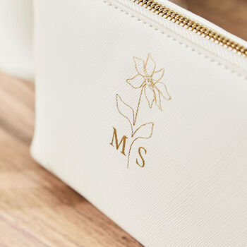 Personalised Birth Flower White Medium Make Up Bag, 3 of 5