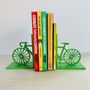 Yellow Cyclist Bike Art Bookends, thumbnail 3 of 8