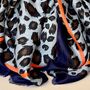 Leopard Print Scarf With Double Navy And Orange Border, thumbnail 2 of 2