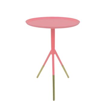 Pink Tripod Table With Copper Legs, 2 of 2