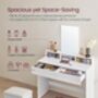 Dressing Table With Large Mirror Modern Style White, thumbnail 6 of 12
