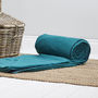 Large Teal Green And Navy Fleece Picnic Blanket, thumbnail 4 of 4
