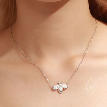 Sterling Silver Little Honey Bee Necklace, 2 of 11