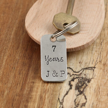 7th Anniversary Couples Gift Milestone Year Keyring, 7 of 8
