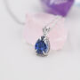 Sterling Silver Royal Sapphire Blue Pear Cut Cz Necklace, thumbnail 4 of 12