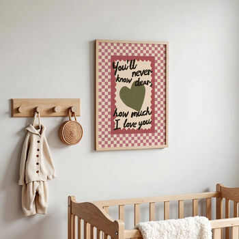 How Much I Love You Checkered Nursery Print, 8 of 12