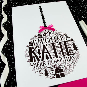 Daughter Personalised Christmas Bauble Card, 2 of 2
