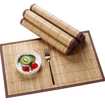 Set Of Six Light Brown Bamboo Placemats, 3 of 7