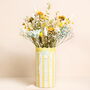Yellow Stripe Ceramic Scallop Edge Bow Mum Vase, thumbnail 1 of 2