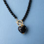 Black Bead And Heart Toggle Necklace, thumbnail 3 of 7