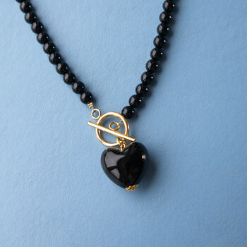 Black Bead And Heart Toggle Necklace, 3 of 7