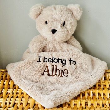 Personalised Teddy Bear Baby Comforter, 2 of 2