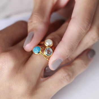 Birthstone Ring In Silver Or 18ct Gold Vermeil Plated, 5 of 11
