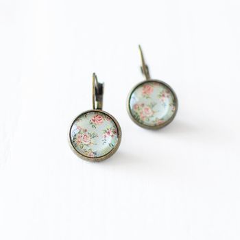Mint And Pink Rose Earrings, 5 of 7