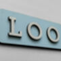 Loo Sign Pastel Blue, Bathroom Toilet Sign Birch Wood, thumbnail 2 of 3