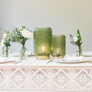Cordless Green Ribbed Glass Lamps, 2 of 7