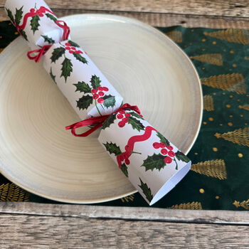 Botanical Holly White Christmas Cracker Set Of 12, 3 of 7