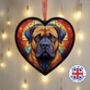 Bullmastiff Stained Glass Effect Heart Suncatcher, thumbnail 1 of 6