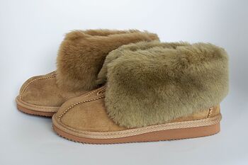 Genuine Sheepskin Slippers With Zipper Camel, 7 of 9