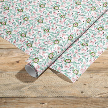 Festive Flamingo Gift Wrapping Paper Roll Or Folded, 2 of 3