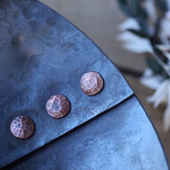 Hammered Iron Bowl With Copper Buttons, 7th Anniversary, 4 of 10