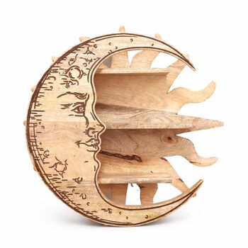 Sun And Moon Hand Carved Wooden Shelf, 2 of 3