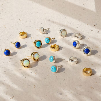 Maya Opal Stud Earrings Silver Or Gold Plated, 9 of 11