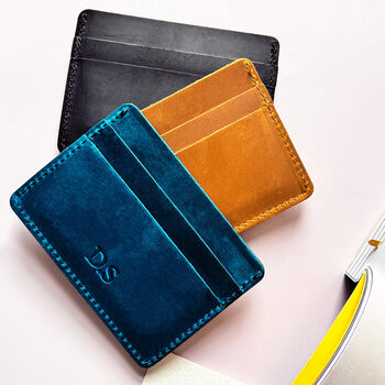 Genuine Leather Card Holder Five Slots Slim Design, 3 of 12