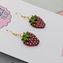 Strawberry Small Resin Glitter Earrings, thumbnail 2 of 4