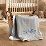 Personalised Grey Knitted Blanket With Pom Pom, thumbnail 2 of 10