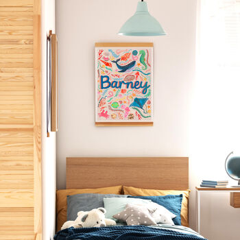 Personalised Ocean Nursery Name Print | Hand Painted Sea Life Wall Art | Nautical Baby Gift, 4 of 9