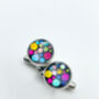 Mini Cufflinks Disco Festive Sparkly Non Tarnish Silver 10mm, thumbnail 3 of 8