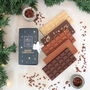 Five Chocolate Bars In Navy Christmas Gift Box, thumbnail 1 of 12