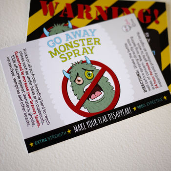 'Go Away' Monster Spray Repellant Stickers, 6 of 10