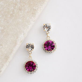 Fuchsia Pink Swarovski Crystal Snow Drop Earrings, 3 of 6