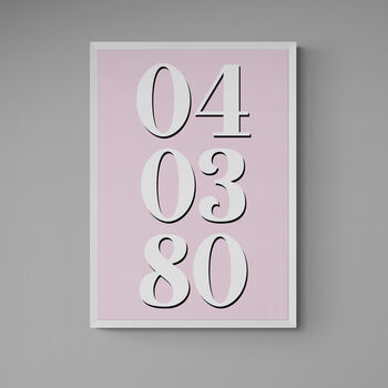 Personalised Custom Special Date Pink Wall Art, 3 of 7