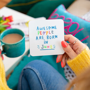 'Awesome People Are Born In' Birthday Coaster, 7 of 12