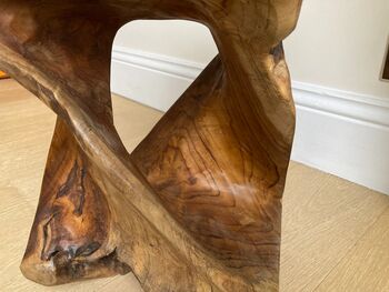 Hand Carved Teak Wooden Root Side Table Square Twisted, 2 of 5