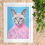 Kitty Cat In A Sweater Whimsical Illustrated Art Print, thumbnail 1 of 4