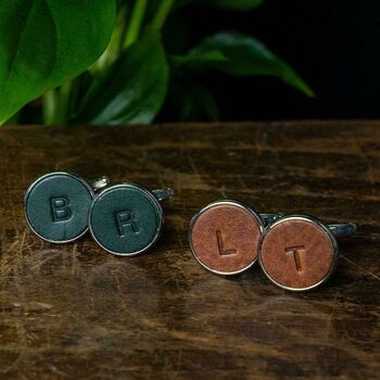 Men's Personalised Leather Cufflinks, 5 of 12