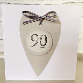90th Heart Birthday Card ~ Handmade, 3 of 3