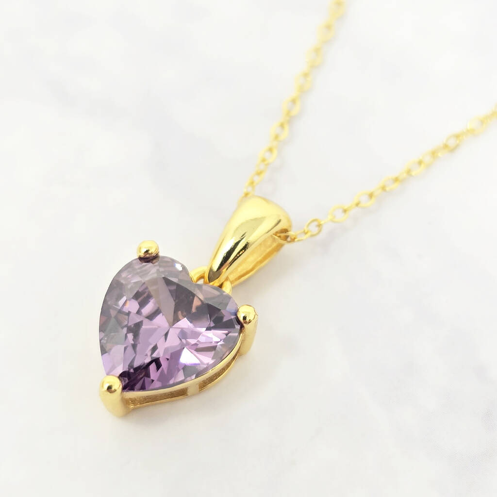 Heart Amethyst February Birthstone Necklace, 1 of 5