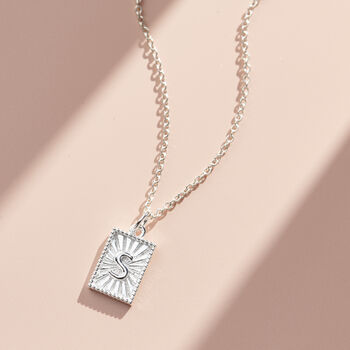 Sunbeam Rectangle Initial Charm Necklace, 2 of 6