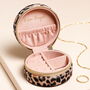 Leopard Print Velvet Round Travel Jewellery Case, thumbnail 7 of 7