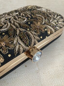 Black Handcrafted Rectangular Clutch Bag, 7 of 9