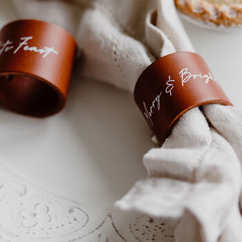 Set Of Two Personalised Leather Napkin Rings, 7 of 8