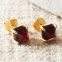 Moonstone Square Cut 18 K Gold And Silver Studs, thumbnail 9 of 12