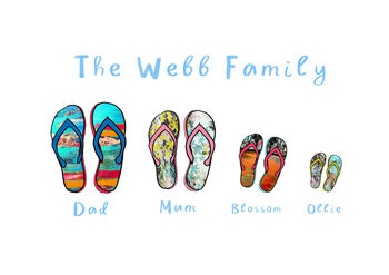 Personalised Family Flip Flop Print, 5 of 10