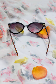 Black Delicate Large Cat Eye Sunglasses, 2 of 5